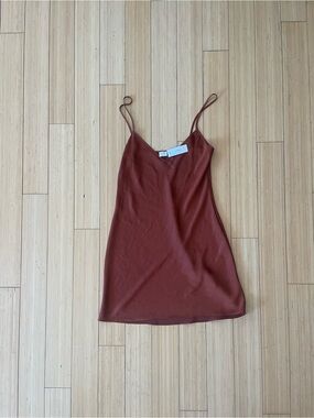 Aritzia Wilfred “Only mini” slip dress in rustwood